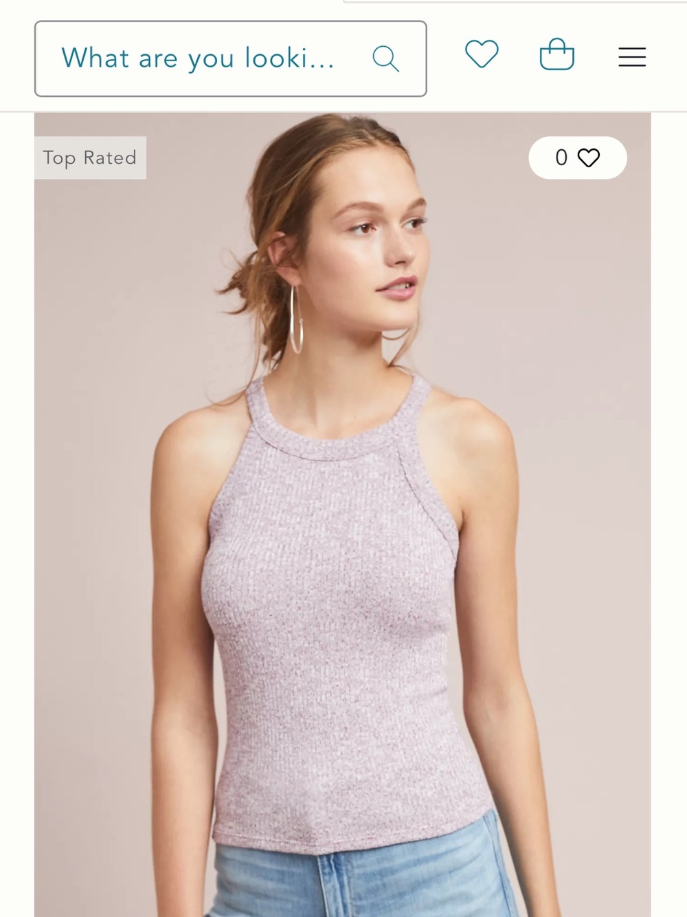 Anthropologie Lilac Ribbed High-Neck Tank